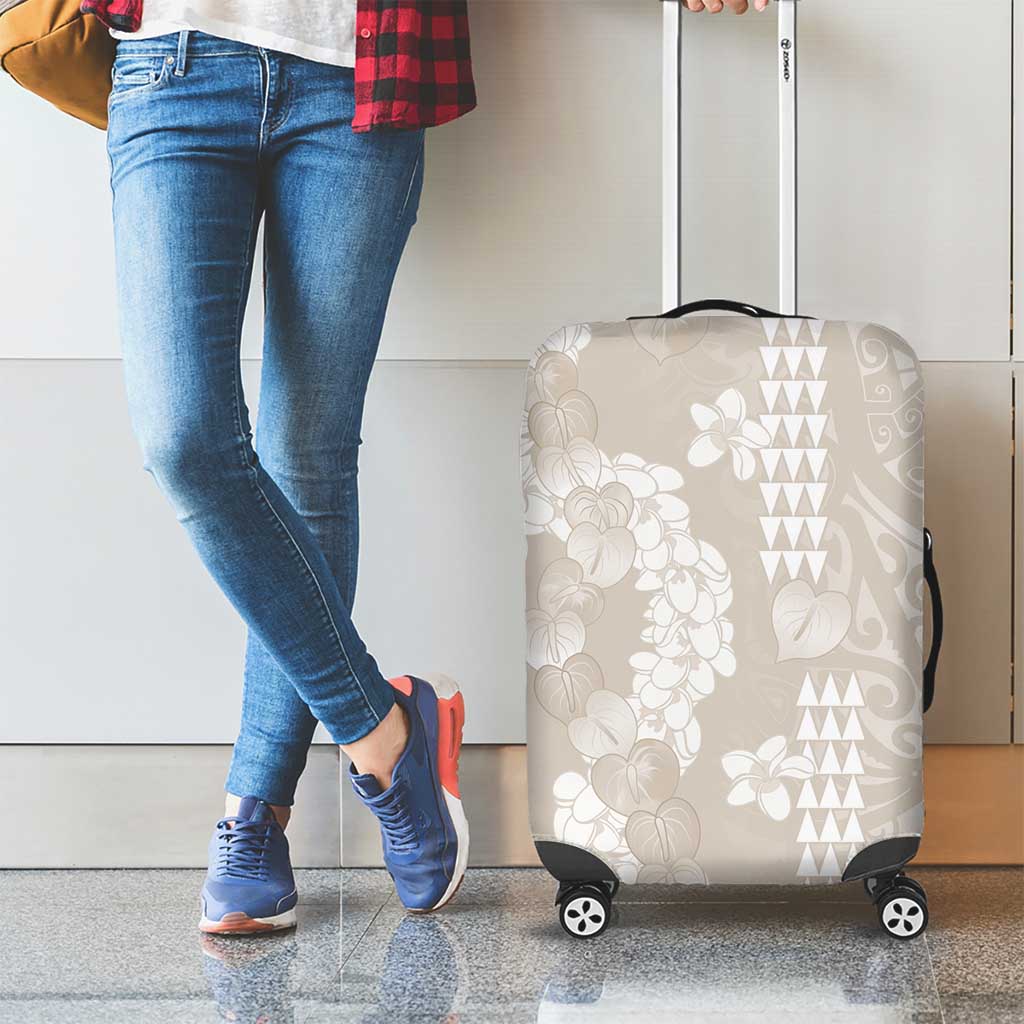 Suede Beige Hawaii Anthurium Plumeria Lei Luggage Cover LT9 - Polynesian Pride