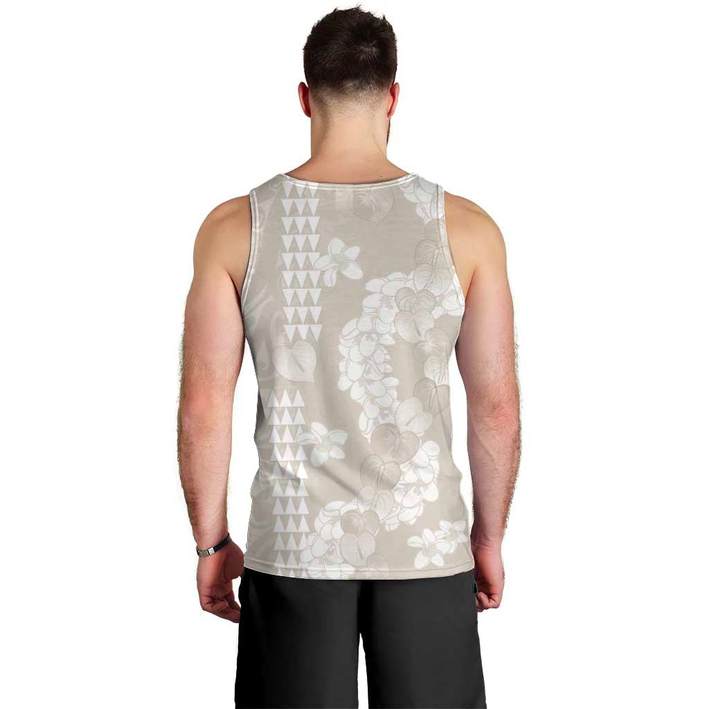 Suede Beige Hawaii Anthurium Plumeria Lei Men Tank Top LT9 - Polynesian Pride