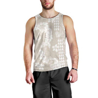 Suede Beige Hawaii Anthurium Plumeria Lei Men Tank Top LT9 - Polynesian Pride