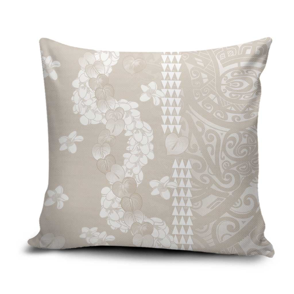 Suede Beige Hawaii Anthurium Plumeria Lei Pillow Cover LT9 Beige - Polynesian Pride