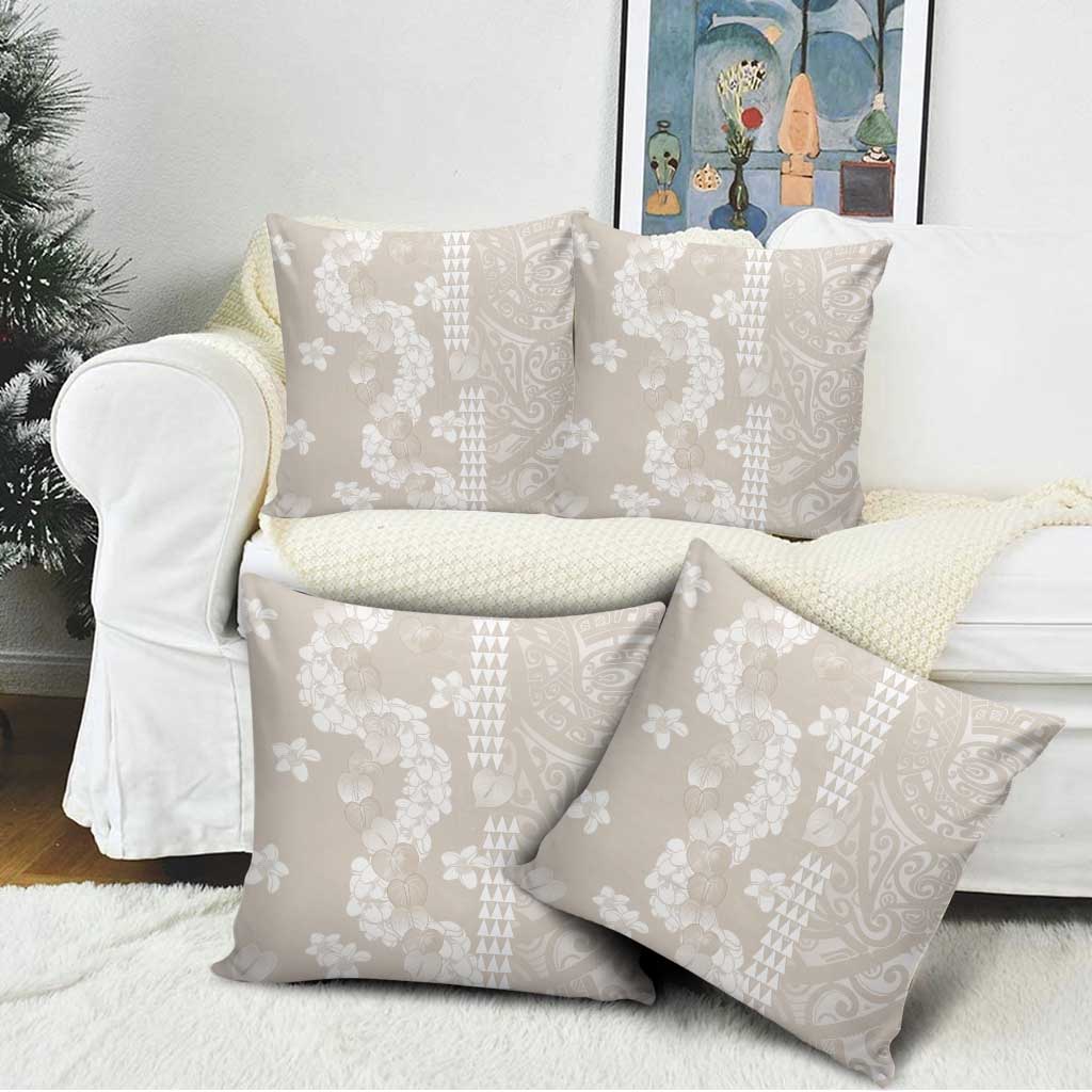 Suede Beige Hawaii Anthurium Plumeria Lei Pillow Cover LT9 - Polynesian Pride