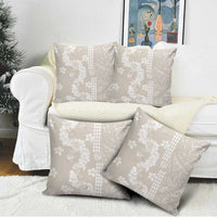 Suede Beige Hawaii Anthurium Plumeria Lei Pillow Cover LT9 - Polynesian Pride
