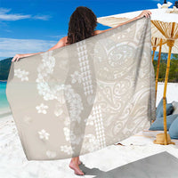 Suede Beige Hawaii Anthurium Plumeria Lei Sarong LT9 One Size 44 x 66 inches Beige - Polynesian Pride