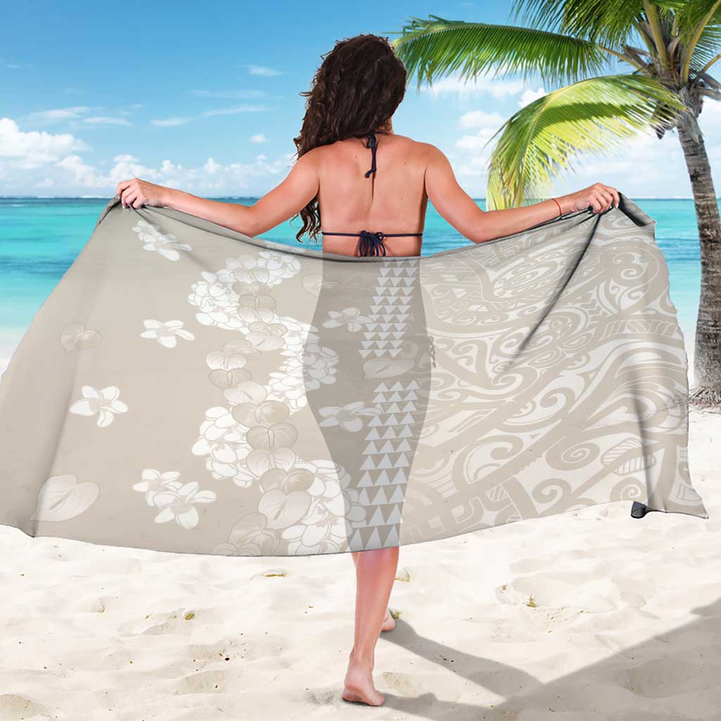 Suede Beige Hawaii Anthurium Plumeria Lei Sarong LT9 - Polynesian Pride
