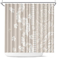 Suede Beige Hawaii Anthurium Plumeria Lei Shower Curtain LT9 Beige - Polynesian Pride