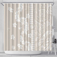 Suede Beige Hawaii Anthurium Plumeria Lei Shower Curtain LT9 - Polynesian Pride