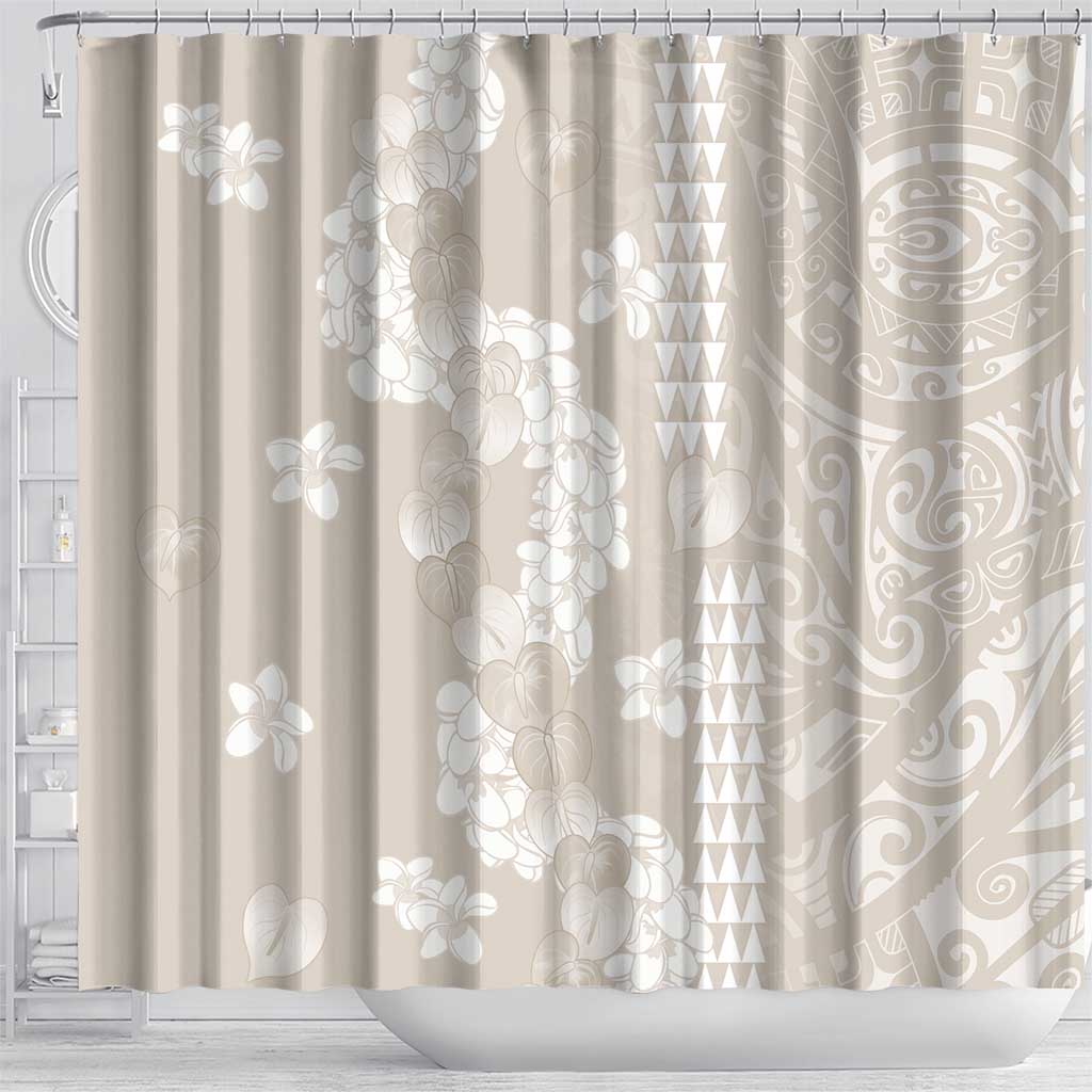 Suede Beige Hawaii Anthurium Plumeria Lei Shower Curtain LT9 - Polynesian Pride
