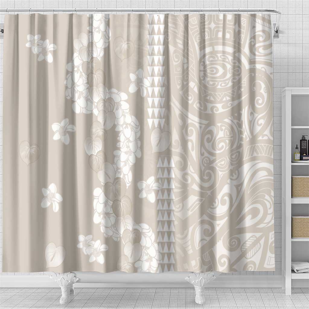 Suede Beige Hawaii Anthurium Plumeria Lei Shower Curtain LT9 - Polynesian Pride