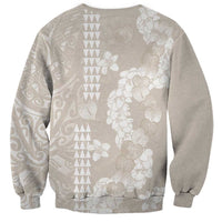 Suede Beige Hawaii Anthurium Plumeria Lei Sweatshirt LT9 - Polynesian Pride