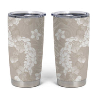 Suede Beige Hawaii Anthurium Plumeria Lei Tumbler Cup LT9 Beige - Polynesian Pride