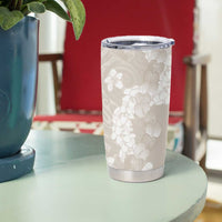 Suede Beige Hawaii Anthurium Plumeria Lei Tumbler Cup LT9 - Polynesian Pride