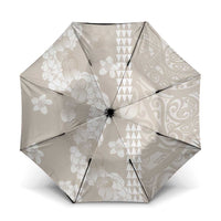 Suede Beige Hawaii Anthurium Plumeria Lei Umbrella LT9 One Size Folded 11.42 inch Opened Diameter 37.4 inch Beige - Polynesian Pride