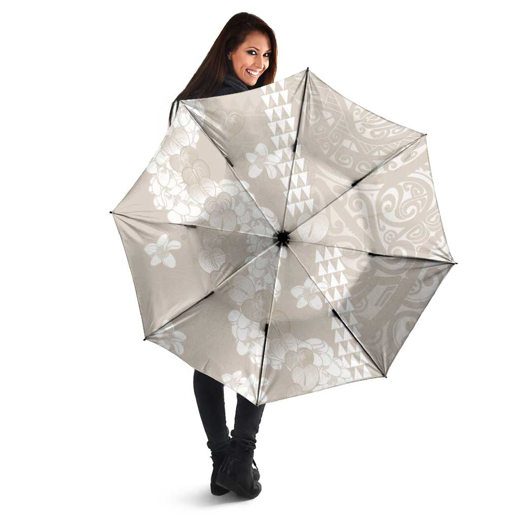 Suede Beige Hawaii Anthurium Plumeria Lei Umbrella LT9 - Polynesian Pride