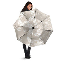 Suede Beige Hawaii Anthurium Plumeria Lei Umbrella LT9 - Polynesian Pride