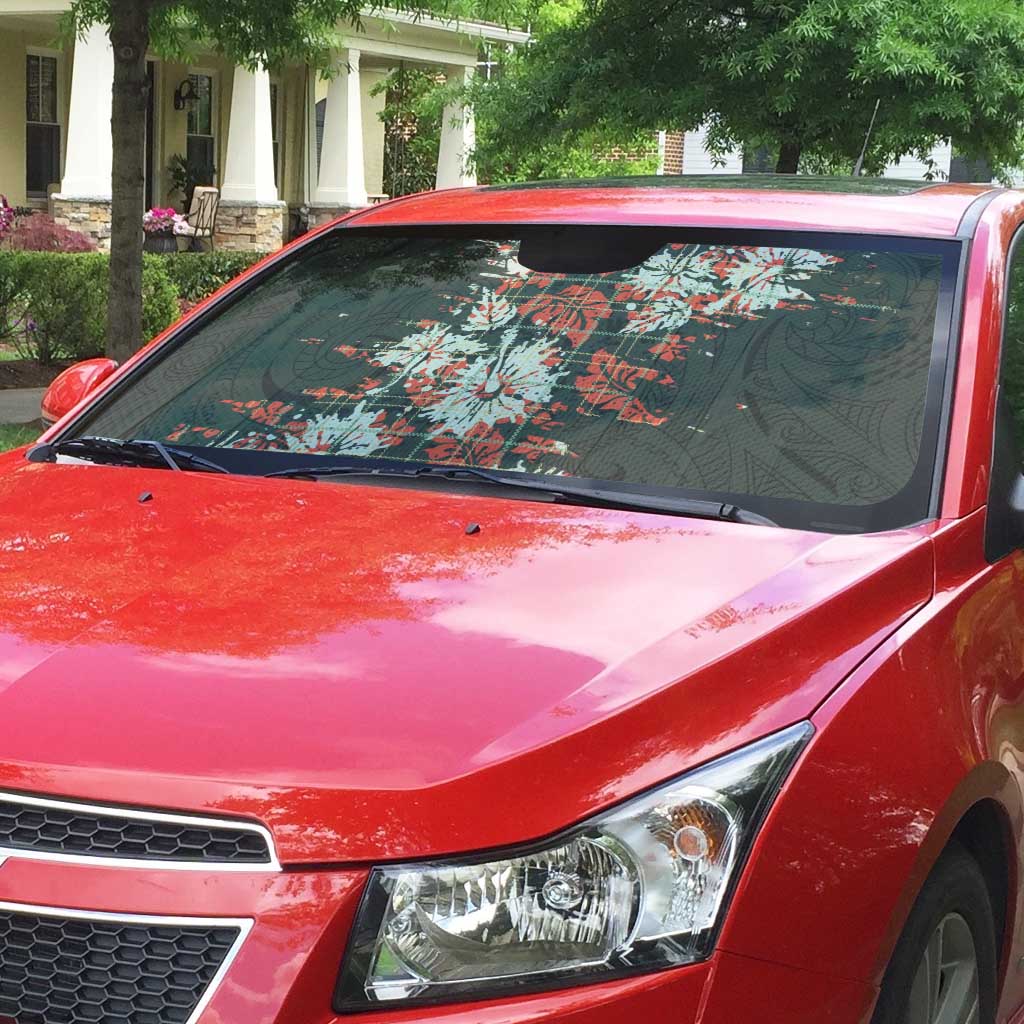 Hawaii Tartan With Hibiscus Auto Sun Shade Polynesian Pattern Vintage LT9 - Polynesian Pride