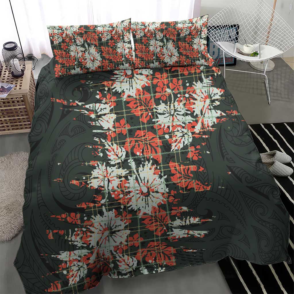 Hawaii Tartan With Hibiscus Bedding Set Polynesian Pattern Vintage LT9 - Polynesian Pride