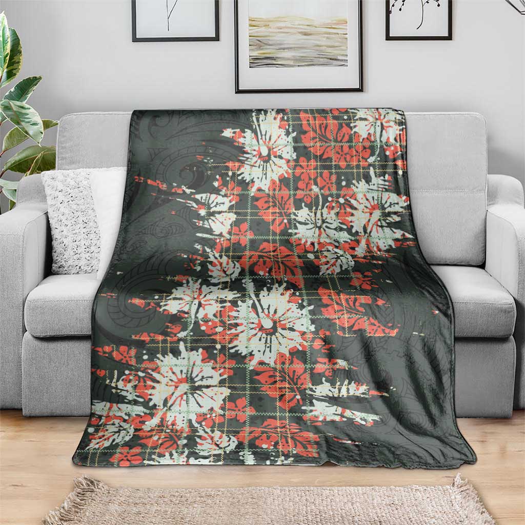 Hawaii Tartan With Hibiscus Blanket Polynesian Pattern Vintage LT9 - Polynesian Pride