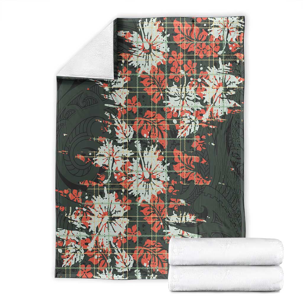 Hawaii Tartan With Hibiscus Blanket Polynesian Pattern Vintage LT9 - Polynesian Pride