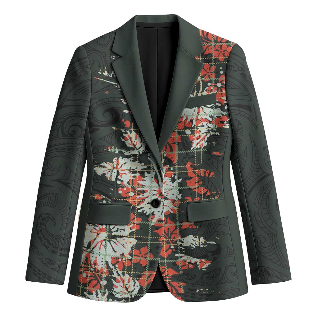 Hawaii Tartan With Hibiscus Blazer Polynesian Pattern Vintage LT9 Unisex Dark Green - Polynesian Pride