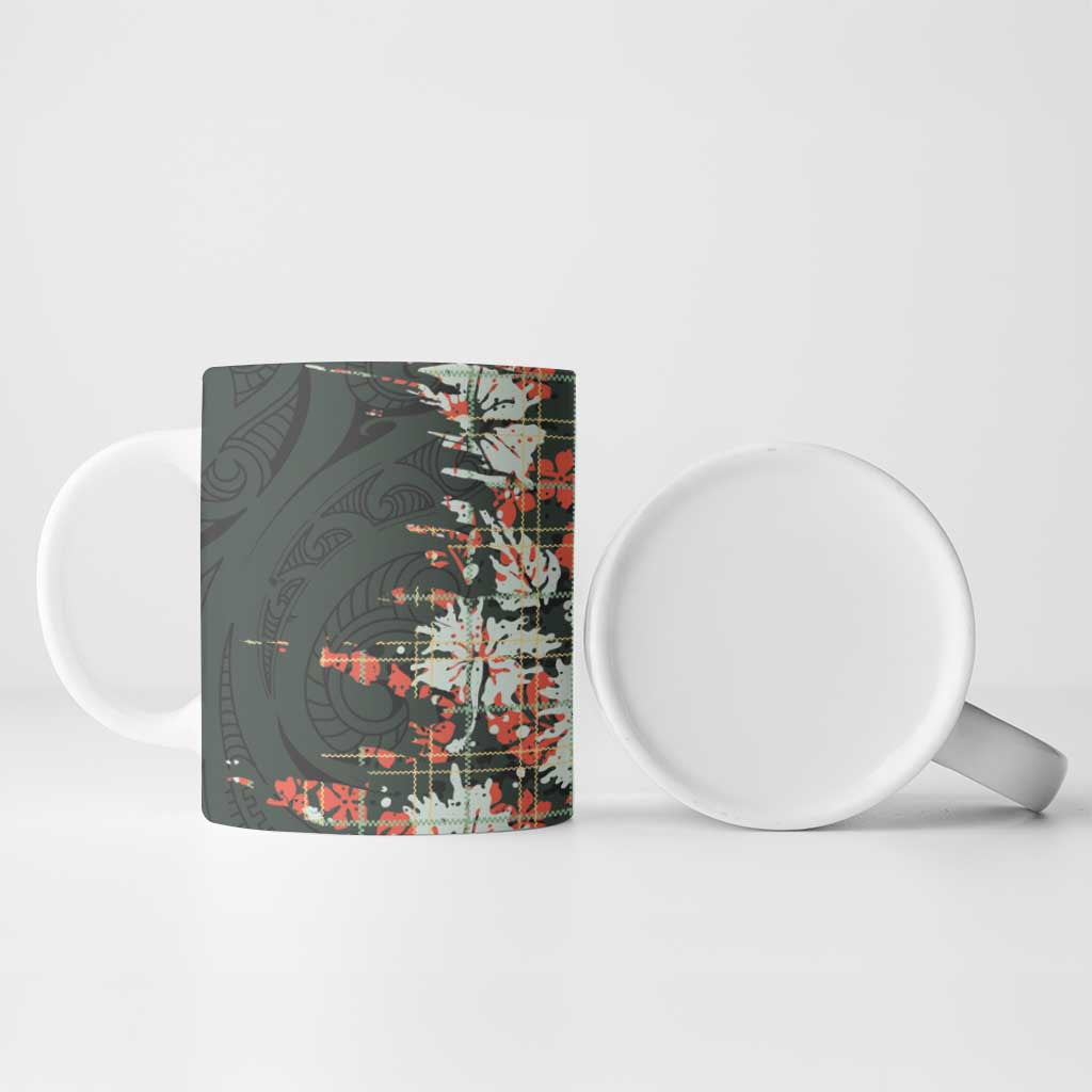 Hawaii Tartan With Hibiscus Ceramic Mug Polynesian Pattern Vintage LT9 - Polynesian Pride