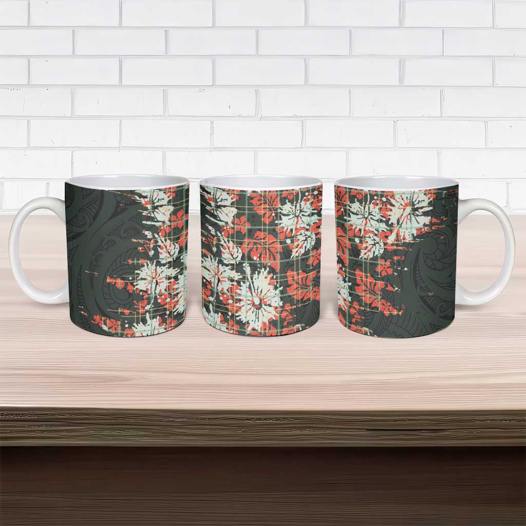 Hawaii Tartan With Hibiscus Ceramic Mug Polynesian Pattern Vintage LT9 - Polynesian Pride