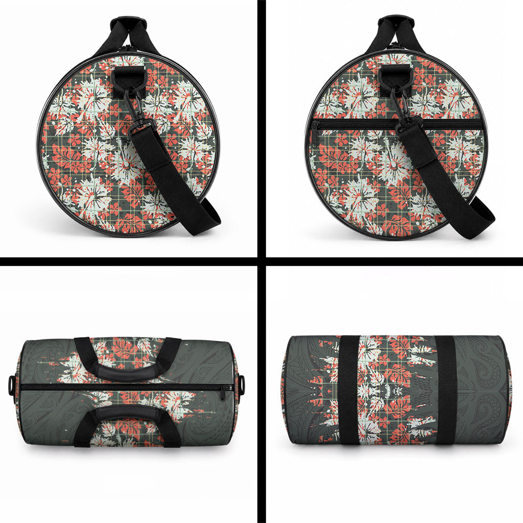 Hawaii Tartan With Hibiscus Duffle Bag Polynesian Pattern Vintage LT9 - Polynesian Pride