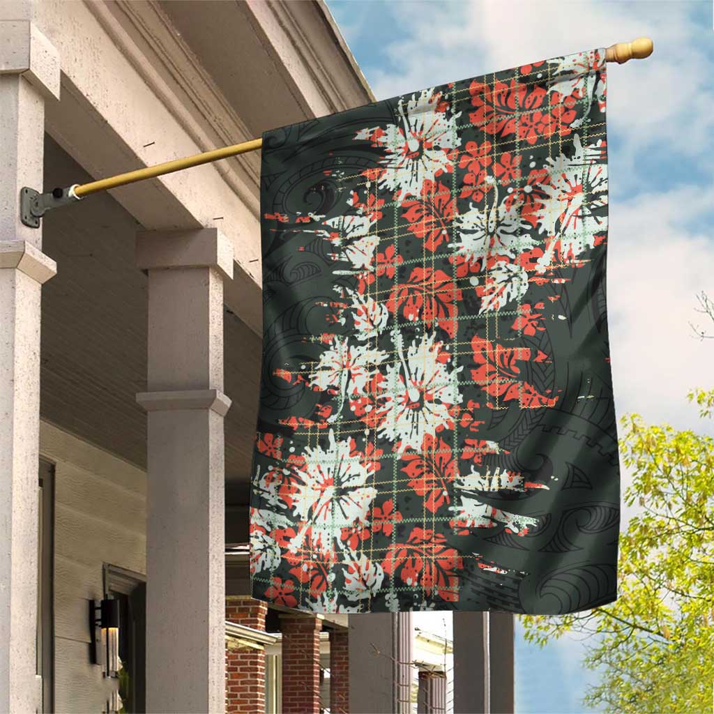 Hawaii Tartan With Hibiscus Garden Flag Polynesian Pattern Vintage LT9 House Flag Dark Green - Polynesian Pride