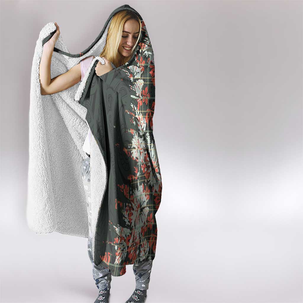 Hawaii Tartan With Hibiscus Hooded Blanket Polynesian Pattern Vintage LT9 - Polynesian Pride