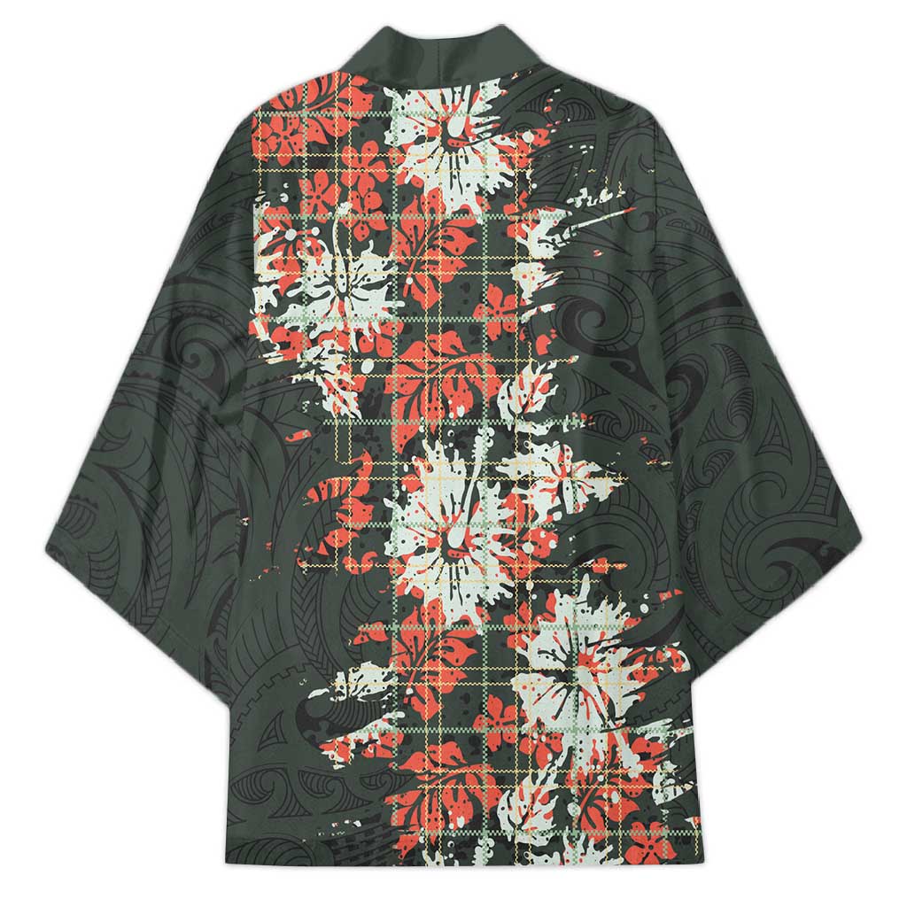 Hawaii Tartan With Hibiscus Kimono Polynesian Pattern Vintage LT9 - Polynesian Pride