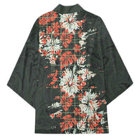 Hawaii Tartan With Hibiscus Kimono Polynesian Pattern Vintage LT9 - Polynesian Pride