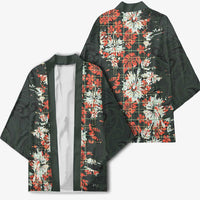 Hawaii Tartan With Hibiscus Kimono Polynesian Pattern Vintage LT9 - Polynesian Pride