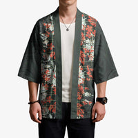 Hawaii Tartan With Hibiscus Kimono Polynesian Pattern Vintage LT9 - Polynesian Pride