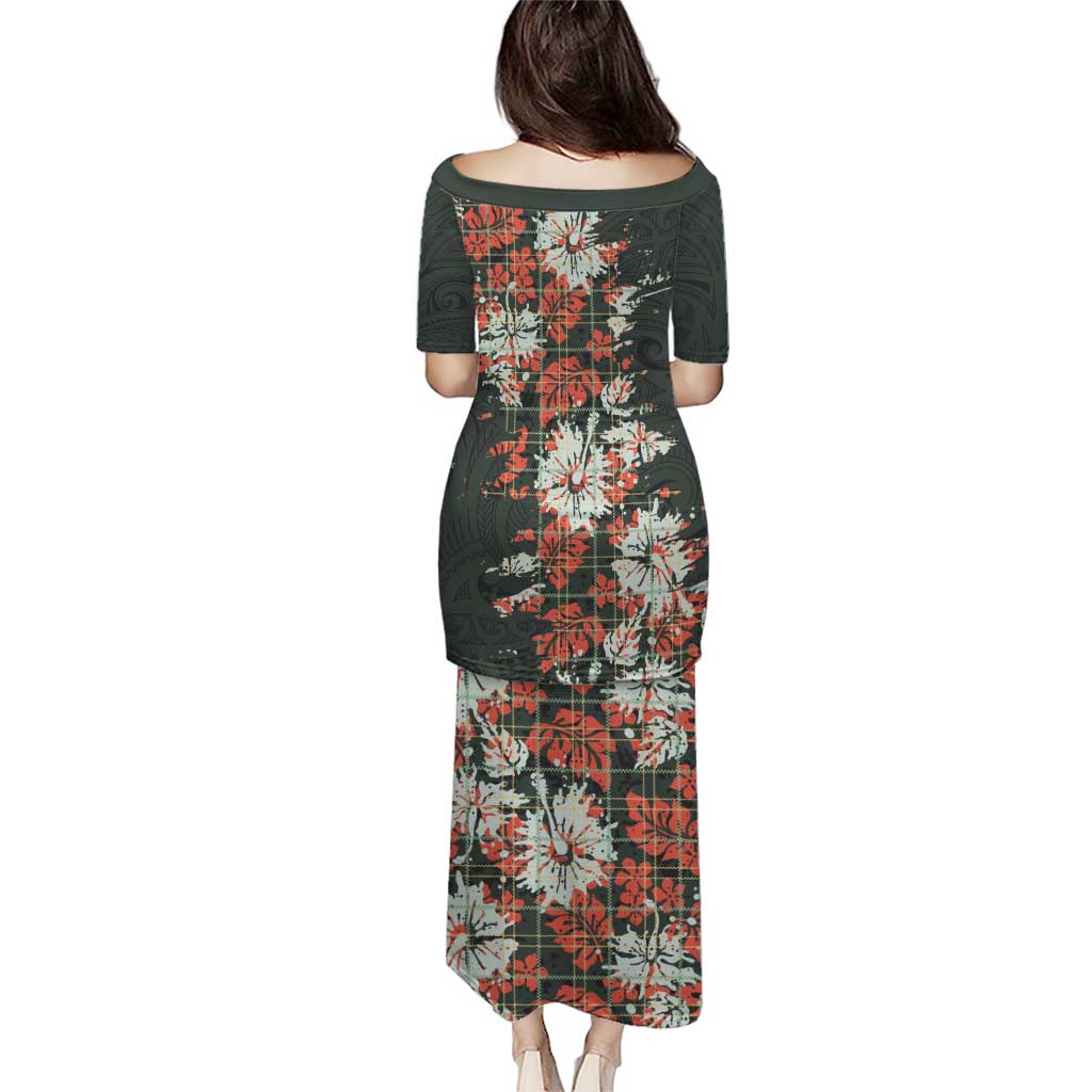 Hawaii Tartan With Hibiscus Puletasi Polynesian Pattern Vintage LT9 - Polynesian Pride