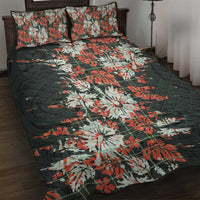 Hawaii Tartan With Hibiscus Quilt Bed Set Polynesian Pattern Vintage LT9 Dark Green - Polynesian Pride