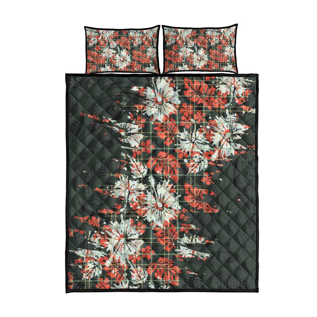 Hawaii Tartan With Hibiscus Quilt Bed Set Polynesian Pattern Vintage LT9 - Polynesian Pride