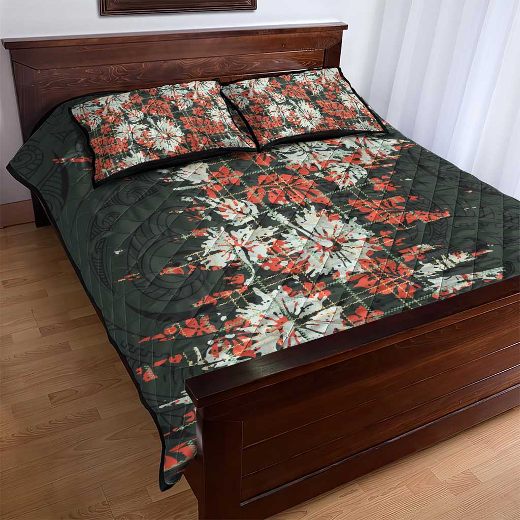 Hawaii Tartan With Hibiscus Quilt Bed Set Polynesian Pattern Vintage LT9 - Polynesian Pride