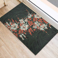 Hawaii Tartan With Hibiscus Rubber Doormat Polynesian Pattern Vintage LT9 - Polynesian Pride