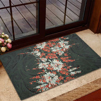 Hawaii Tartan With Hibiscus Rubber Doormat Polynesian Pattern Vintage LT9 - Polynesian Pride