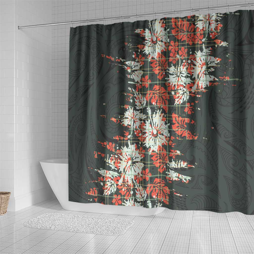 Hawaii Tartan With Hibiscus Shower Curtain Polynesian Pattern Vintage LT9 - Polynesian Pride