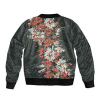 Hawaii Tartan With Hibiscus Sleeve Zip Bomber Jacket Polynesian Pattern Vintage LT9 - Polynesian Pride