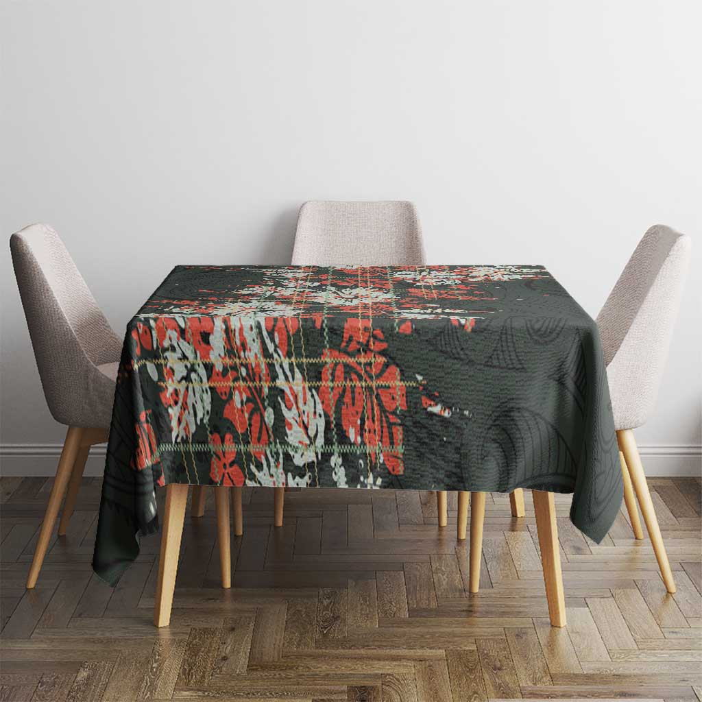 Hawaii Tartan With Hibiscus Tablecloth Polynesian Pattern Vintage LT9 - Polynesian Pride