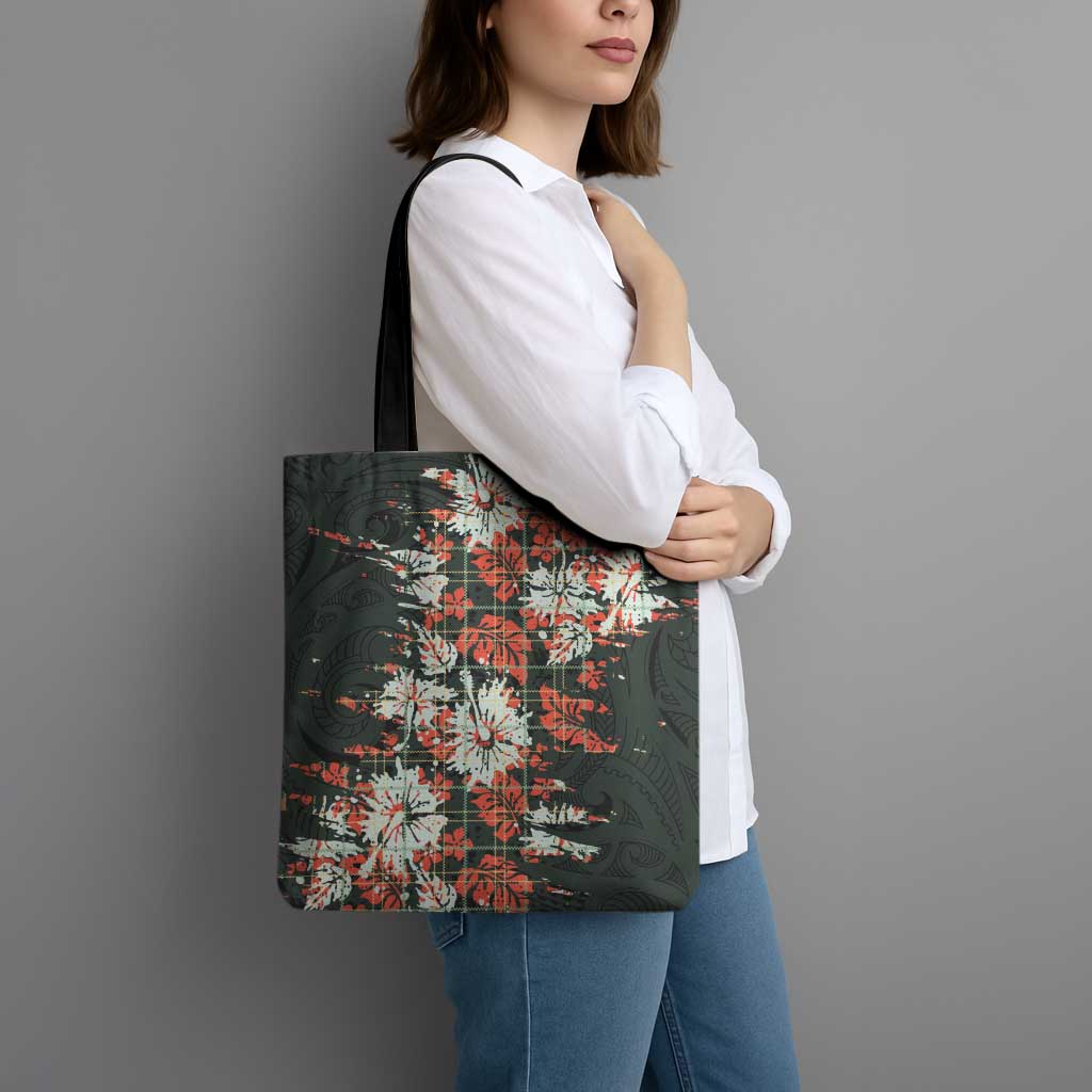 Hawaii Tartan With Hibiscus Tote Bag Polynesian Pattern Vintage LT9 - Polynesian Pride