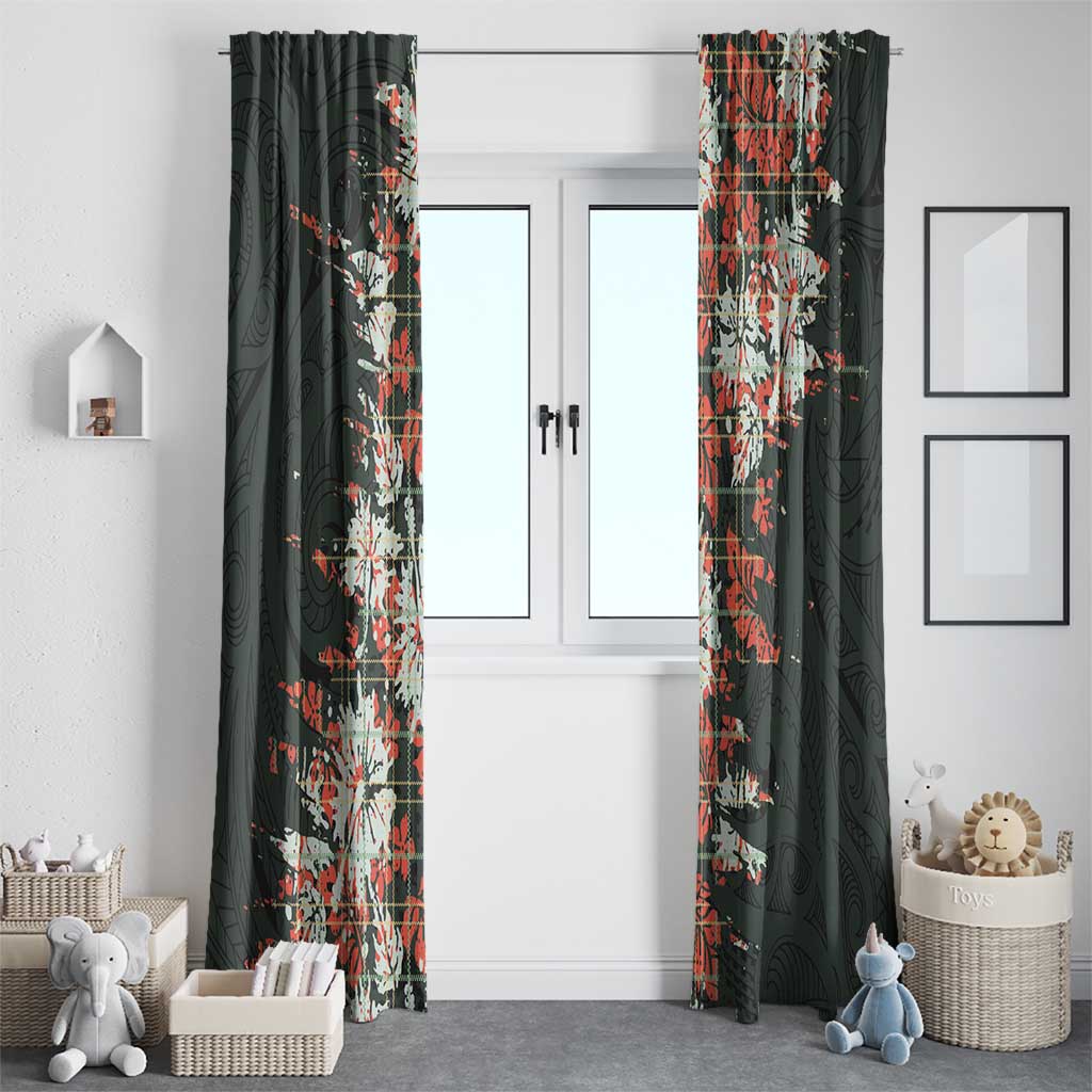 Hawaii Tartan With Hibiscus Window Curtain Polynesian Pattern Vintage LT9 - Polynesian Pride