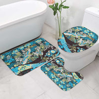 Japanese Hawaiian Crane Bathroom Set Blue Tapa Patchwork Pattern LT9 - Polynesian Pride