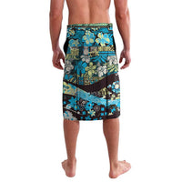Japanese Hawaiian Crane Lavalava Blue Tapa Patchwork Pattern LT9 - Polynesian Pride