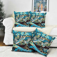 Japanese Hawaiian Crane Pillow Cover Blue Tapa Patchwork Pattern LT9 - Polynesian Pride