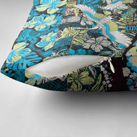 Japanese Hawaiian Crane Pillow Cover Blue Tapa Patchwork Pattern LT9 - Polynesian Pride