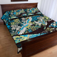 Japanese Hawaiian Crane Quilt Bed Set Blue Tapa Patchwork Pattern LT9 - Polynesian Pride