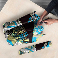 Japanese Hawaiian Crane Umbrella Blue Tapa Patchwork Pattern LT9 - Polynesian Pride