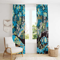 Japanese Hawaiian Crane Window Curtain Blue Tapa Patchwork Pattern LT9 - Polynesian Pride